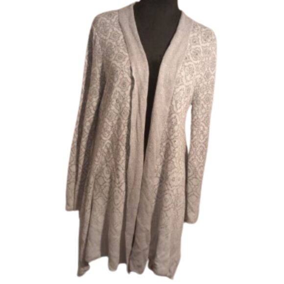 Ruby Rd. Women's Size XL White & Sparkly Silver Long Open Cardigan - Picture 1 of 7